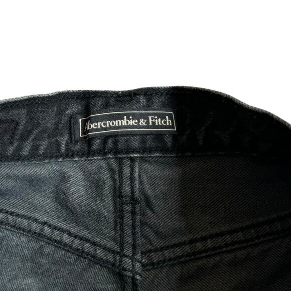 Abercrombie and Fitch Grommet Hem High‎ Rise Jean Shorts Washed Black Womens 2 - Picture 7 of 10